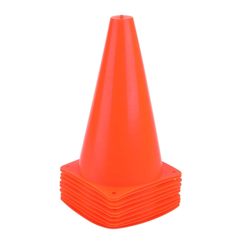 Fragraim 9 Inch Plastic Training Traffic Cones, Sport Cones, Agility Field Marker Cones for Soccer Basketball Football Drills Training, Outdoor Activity or Events - Set of 10, Orange - Image 1